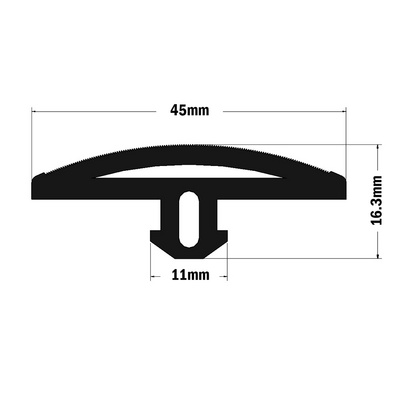 61-080-0 MODULAR SOLUTIONS PVC COVER PROFILE<br>ROUNDED RUBBER W/RIDGES, CUT TO ANY LENGTH PRICE / METER SHOWN